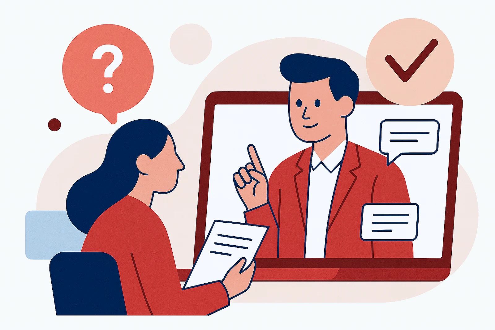 Firefighter mock interview coaching: candidate on a video call with a coaching receiving feedback.